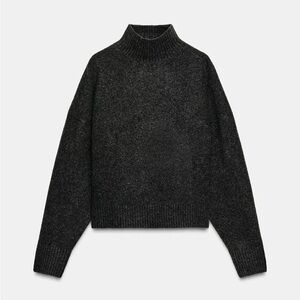 Zara Dark Charcoal Ribbed Turtleneck Sweater size XS
